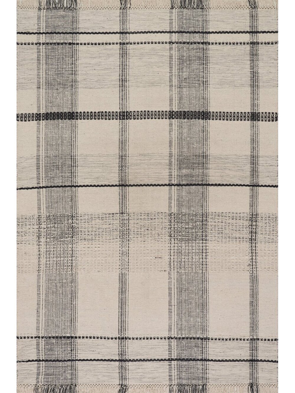 Annie Selke Zole Plaid Handmade Cotton Rug | Ivory Rug Size 6'x9'
